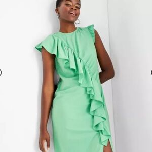 Future Collective Asymmetrical Short Sleeve Flutter‎ Dress